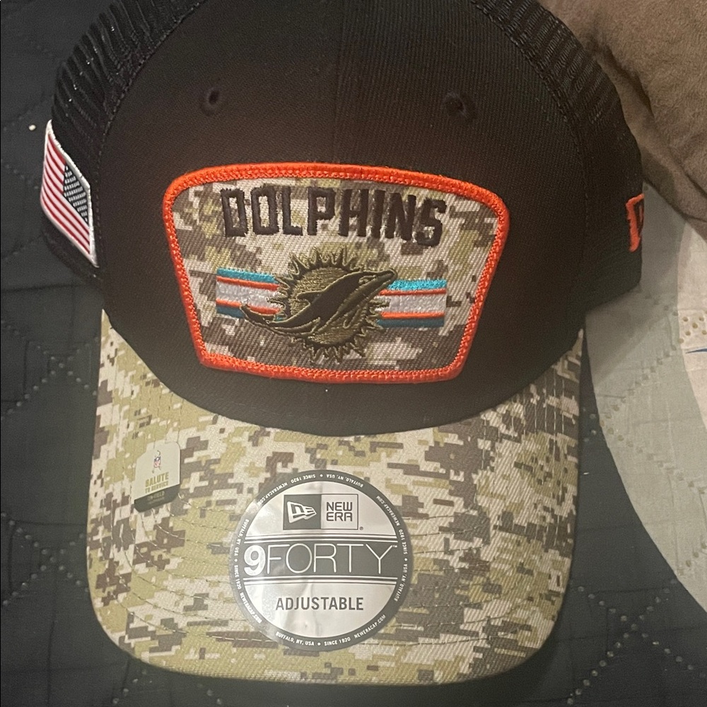 New Era Dolphins Camo and Black SnapBack Cap